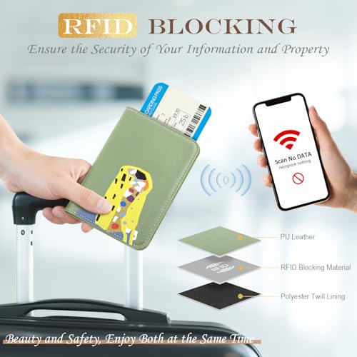 Lychii Passport Holder, Slim Passport Cover Travel Wallet with RFID Blocking, PU Leather Protector Pouch Protective Case for Passports, Boarding Pass, ID Cards4