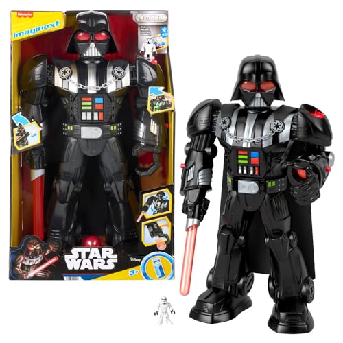 Fisher-Price Imaginext Star Wars Darth Vader Bot 2+ Ft Tall Toy, Lights Sounds & Stormtrooper Metal Character Key for Kids Ages 3+ Years