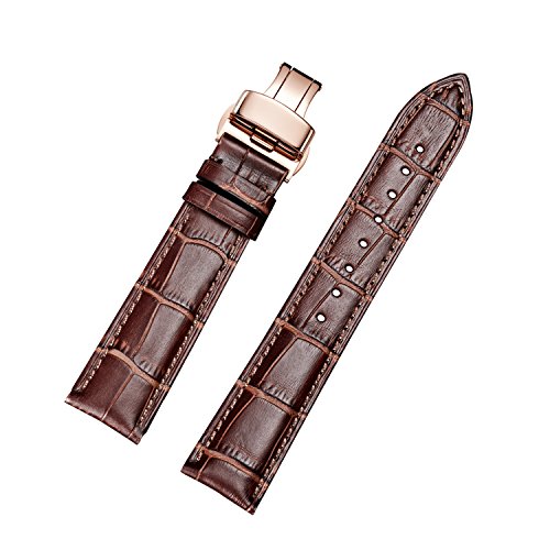 Sturdy Calfskin Replacement Leather Watch Bands with Deployment Buckle for Men's Wtach Band and Women's Watch Starp 18mm 19mm 20mm 21mm 22mm 23mm 24mm