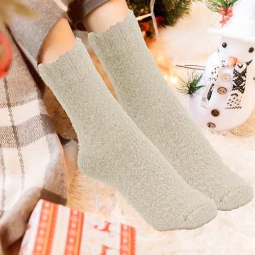 Image of Dohia Womens Fuzzy Socks Soft Fluffy Slipper Socks Microfiber Cozy Warm Home Sleeping Winter Socks D1-CSSMW