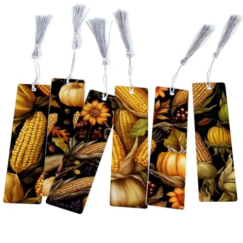 6 marque-pages à pompons de maïs Thanksgiving haut de gamme pour lecteurs exigeants