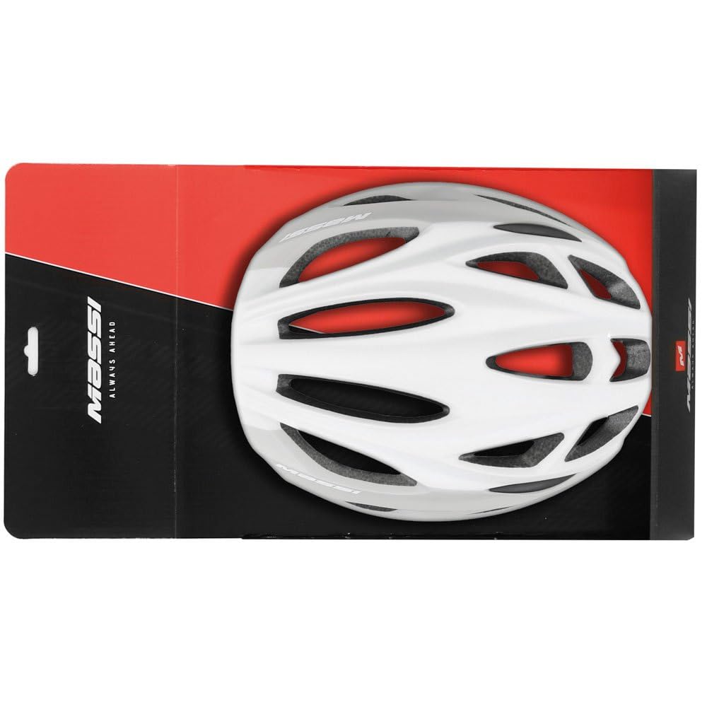 Massi Pro Casco para Bicicleta, Deportes y Aire Libre, L, Blanco/Gris