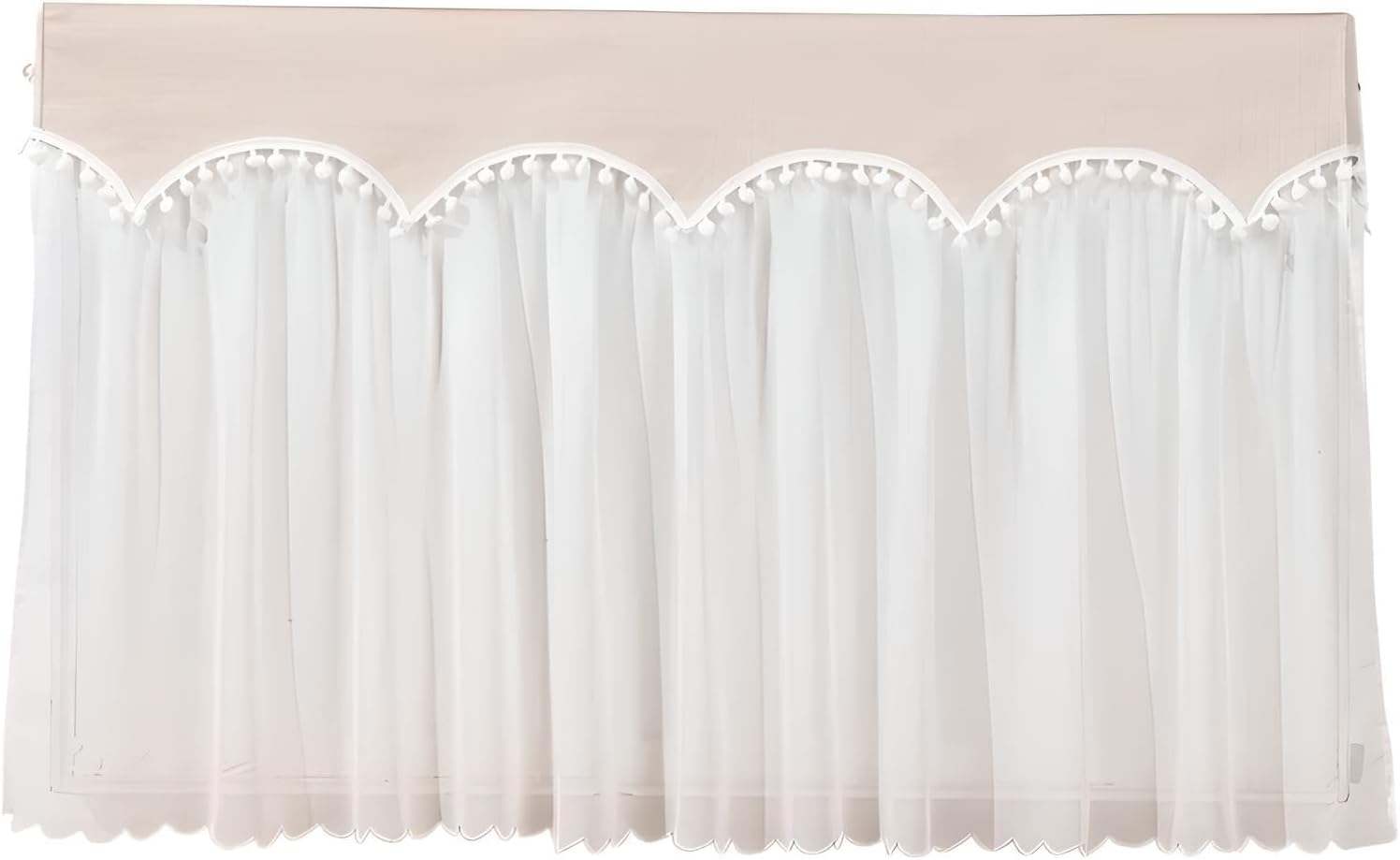 Heater Radiator Dust Cover Radiator Sheer Covers with Pompoms Heater Dust Cover for Radiator Washable Cover for Space Heater Protective Heater Cover 78" L x 4" W x 27" H Blue