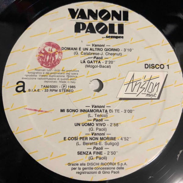 GINO PAOLI ORNELLA VANONI I SUCCESSI ORIGINALI-DOPPIO VINILE PRIMA STAMPA RARISSIMO