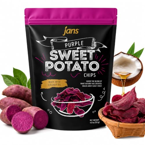 Jans Purple Sweet Potato Chips, 4 oz, Crispy Baked Savory Pa...