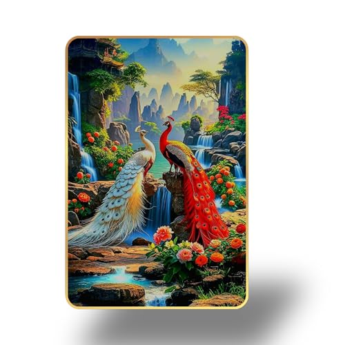 Image of Arkasto Peacock Wall Painting for Home & Office | Vastu Prosperity & Positive Energy Wall Art | MDF Wall Frame for Living Room, Bedroom & Decor (Style-06, 12x18 inch)