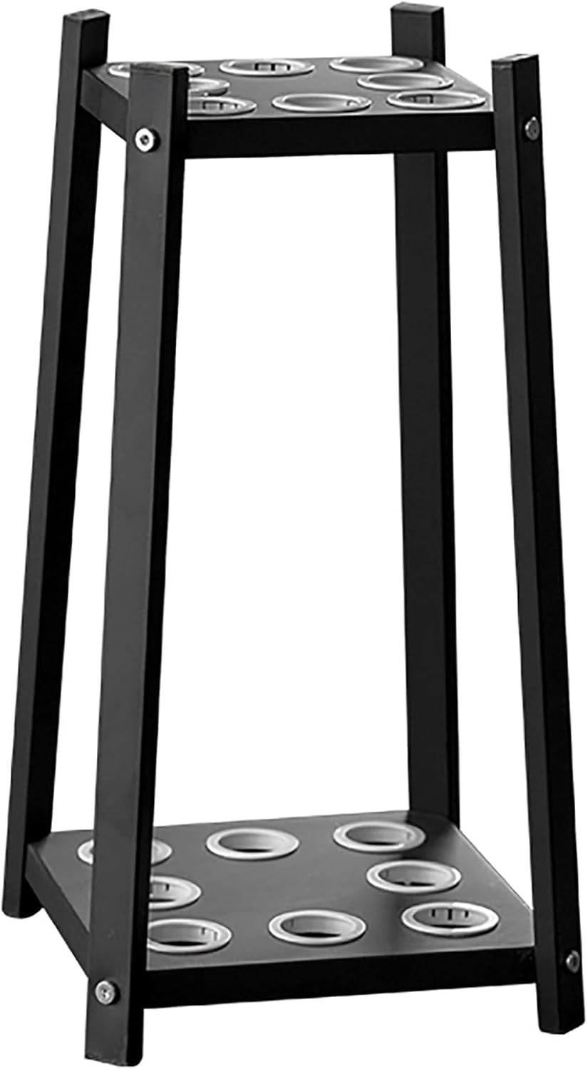 Metal Pool Cue Rack, Heavy-Duty Billiard Cue Holder with Rubber Ring Slots, Scratch-Resistant Iron Frame, for Game Rooms, Clubs, and Bars(Black)