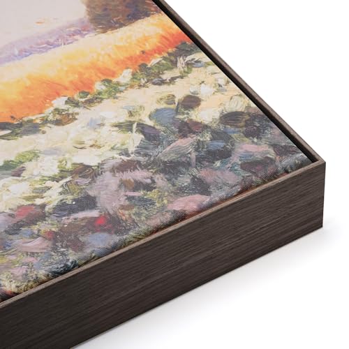 Akfado Floating Frame for 24x36 Stretched Canvas with 1.5 Deep DIY Floater Oil Painting Frames for Flower Floral Pop Fun Art Prints Memorial Gift for Birthday No Glass & Back (Dark Brown)