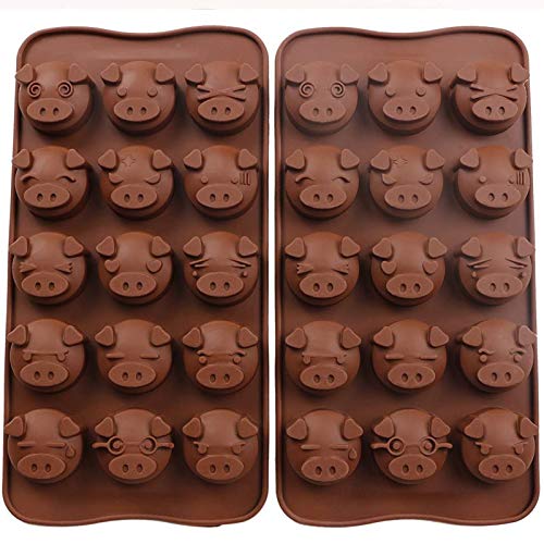 Webake Silicone Chocolate Molds Piggy Face Emoticons Candy Molds For Jello, Fondant, Hard Candy, Keto Fat Bombs, Resin, Pack Of 2 #TOP15