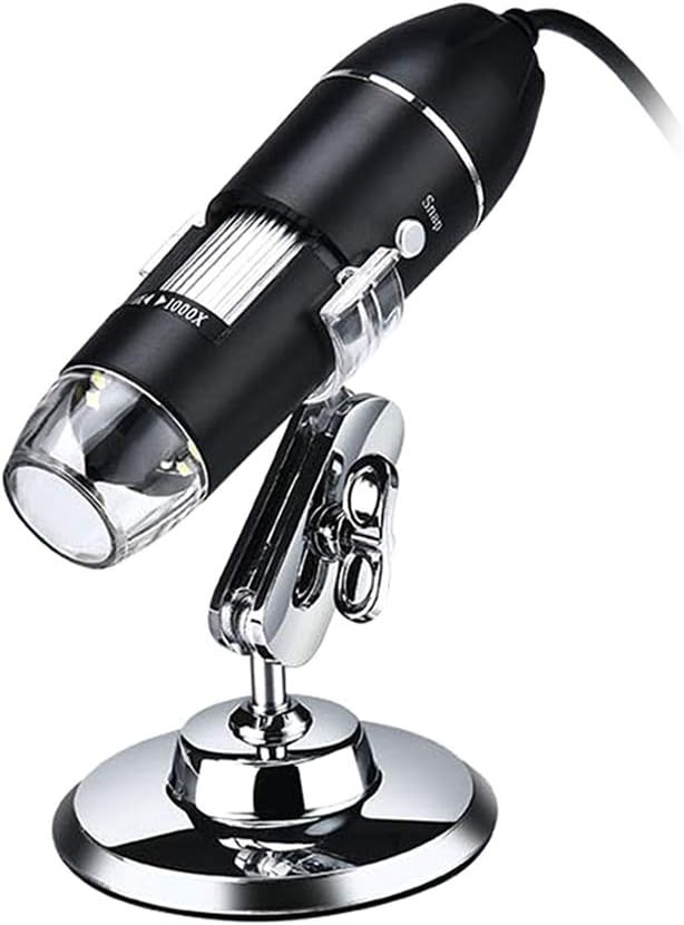 KKmoon USB Digital Microscope 1600X Magnification Camera 8 LEDs with Stand Compatible with Android Windows/XP Win 7 8 10 Vista Linux Mac Portable Handheld Inspection Magnifier