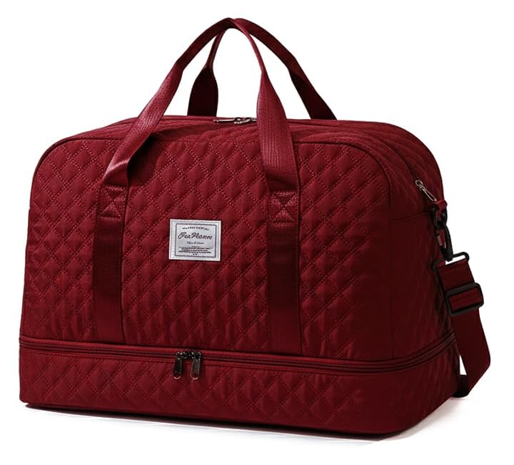 37L Nylon Travel Duffle Bag 49 cm Gym & Weekender Bag (Maroon)-image-42