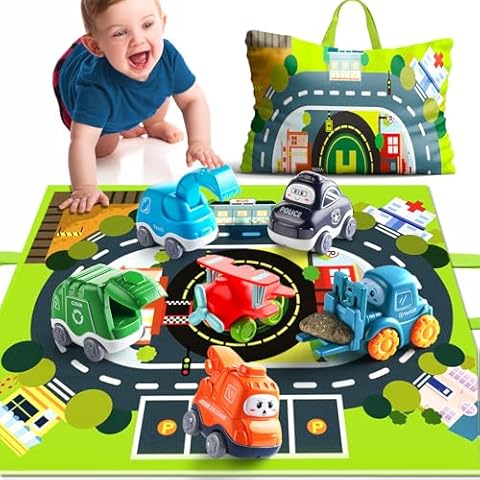 Cartoon Truck Car Toys for 1 Year Old Boy with Playmat (Storage Bag)|Baby Toys 12-18 Months|Toddler Toys Age 1-2|First Birthday Gift for 1 2 Year Old Boy Cover