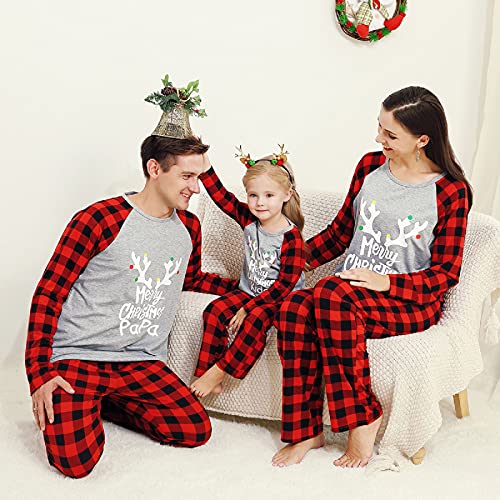 Esenlong Kerst Familie Bijpassende Outfit Set, Lange Mouw Blouse+ Plaid Lange Broek Baby Romper Xmas Pyjama Nachtkleding Vakantie Pak voor Papa Moeder Meisjes Jongens - Afbeelding 6