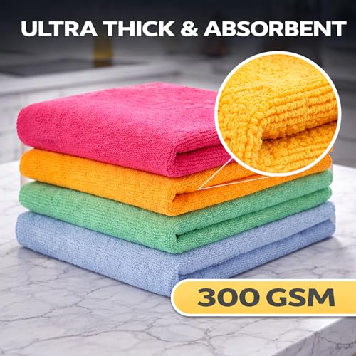 Image of Cutting EDGE 300 GSM Car Microfiber Cloth, Multicolor, 40x30 cm (Set of 4) | Material: Microfiber, 300 GSM, Small Size, Ideal for Car, Bike, Glass & Dashboard Cleaning, Soft, Lint-Free & Scratch-Free