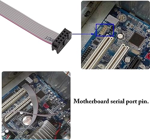 Image of 1Port DB9 RS232Serial Port Bracket to 10 pin HeaderRibbon Cable Connector Adapter, DB9 Serial Male to 10P Motherboard Header Panel Mount Cable Serial Port Bracket (12in 4Pcs) (1 Port)
