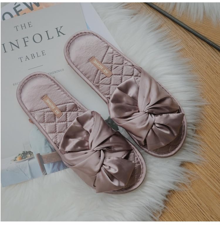Satin Bride Slippers Bow Slippers for Women Cute Slipper Women Summer Guest Slipper3