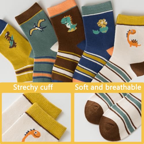 Toddler Boys Cotton Socks Little Kids Big Boys Crew Dress Socks Colorful Striped Cartoon Dinosaur Car socks3