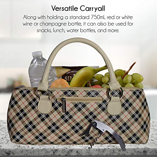 Image of Primeware Wine Clutch Bag Thermal Insulated Wine Carrier Tote Holds Red and White Wine 750 Milliliter Bottle Includes Portable Waiter Style Corkscrew