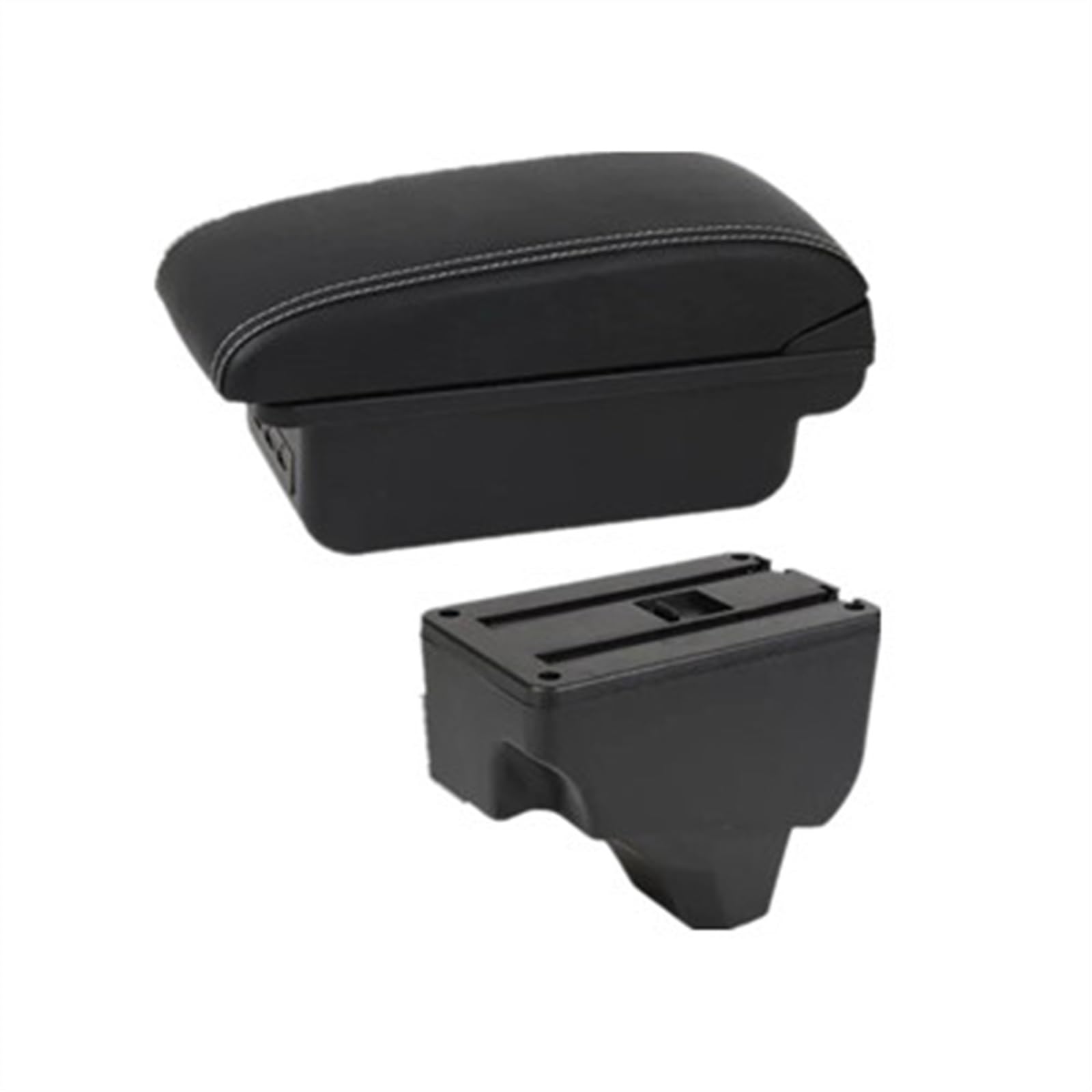 NOHEEU PU Leather Car Armrest Special Storage Box Modification Parts For 208 2008 2019 2020 2021 2022 2023 2024(B1 white line 3USB)