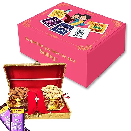 Image of Bay Nut Premium Rakhshabandhan /Rakhi Gift Hmaper Assortment Of Nuts & Dried Fruits|Festival Gift For Family & Friends|Combo Pack Of Almonds,Cashews Festive Celebration (h-3)