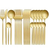 Cathyladi Juego De Cubiertos Dorados Juego De Cubiertos De Acero Inoxidable 1810 Incluye Cuchara Cuchillo Tenedor 24 Piezas Sirve Para 6 Personas