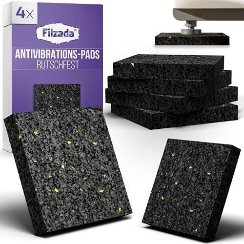 Filzada® 4x Waschmaschinen Unterlage 90 x 90 x 15 mm - Rutschfeste Antivibrationsmatte Waschmaschine dick - Vibrationsdämpfer - Antirutschmatte Waschmaschine - Matte