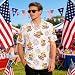 Regenboog 4th of July Hawaiian Shirt for Men Women, Funny American Flag Duck Button Down, Independence Day Patriotic Casual Beach Shirt for Parade Party, White, L