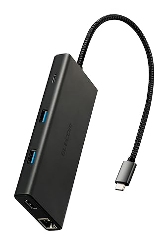 エレコム USB-C ハブ ドッキングステーション 10in1 PD対応 100W LANポート イーサネット対応 HDMI 4K60Hz 高速データ転送 10Gbps SD/microSD iPad/iPad Air/Macbook/Macbook Pro対応 ブラック DST-W03