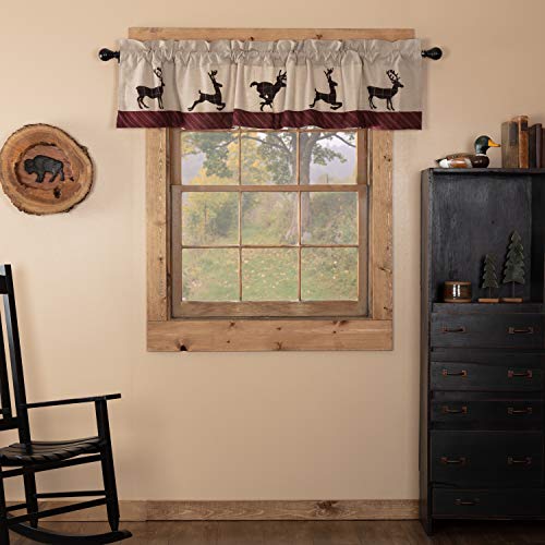 Vhc Brands Rustic & Lodge Kitchen Window Curtains-Wyatt Deer Bedding Accessory, 16X72, Khaki Tan #TOP13