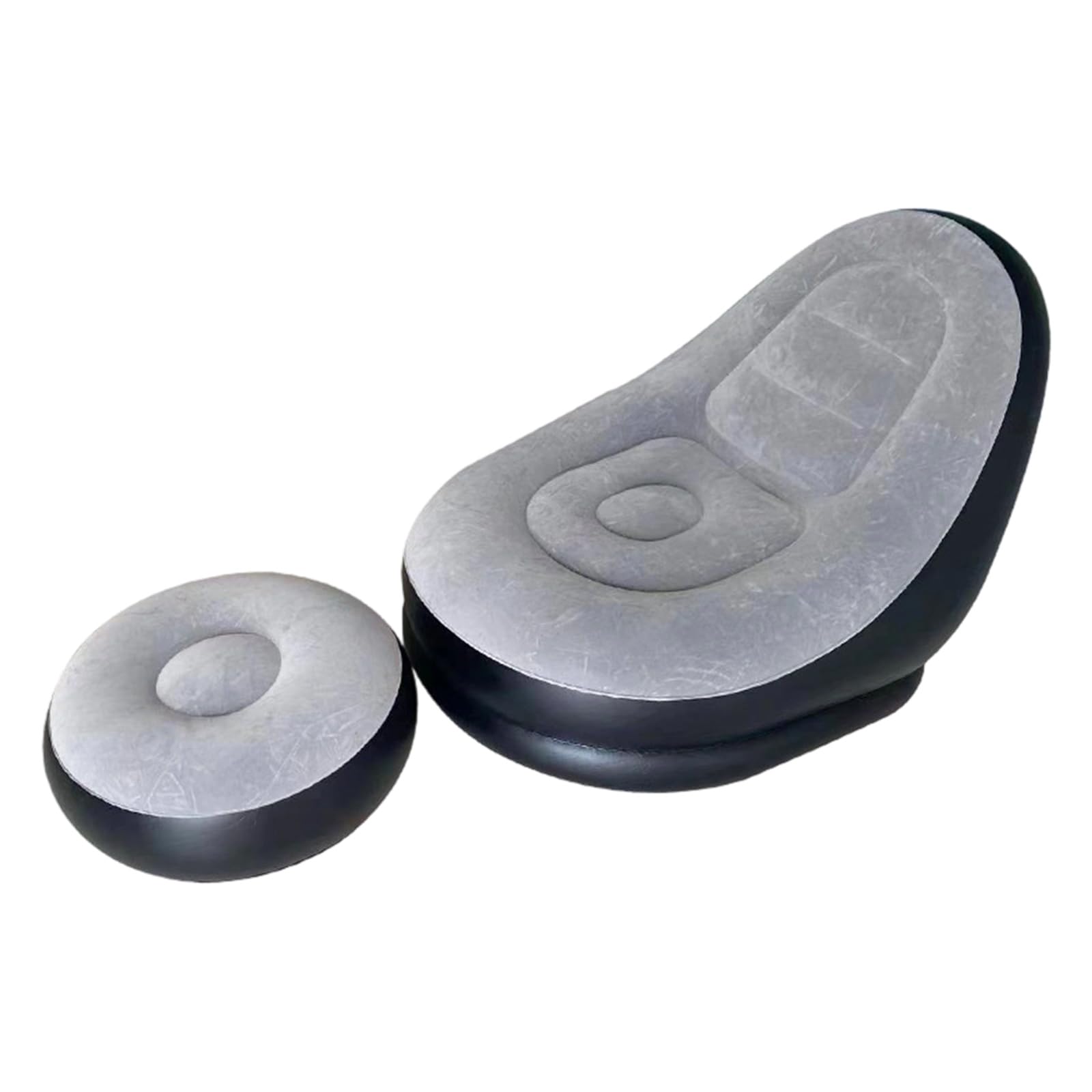 NEWFT Inflatable Chair with Ottoman Pumps Flocking Surfaces Inflatable Couch for Adult Comfortable Blow Up Air Chair Portable Lazy Sofa Couch