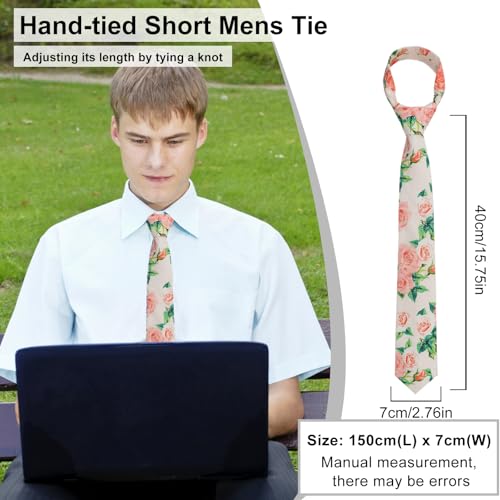 Image of Luckyvestir Mens Ties, Sage /Dusty Blue /Pink Floral Ties for Men, 2.76 inch Cotton Flower Necktie for Wedding /Groomsmen /Party