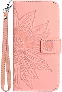 Beddouuk Case for Huawei P40 Lite,PU Leather Embossed Floral Flip Wallet Case with Wristlet and Card Slot Shockproof Protective Cover for Huawei P40 Lite,Pink