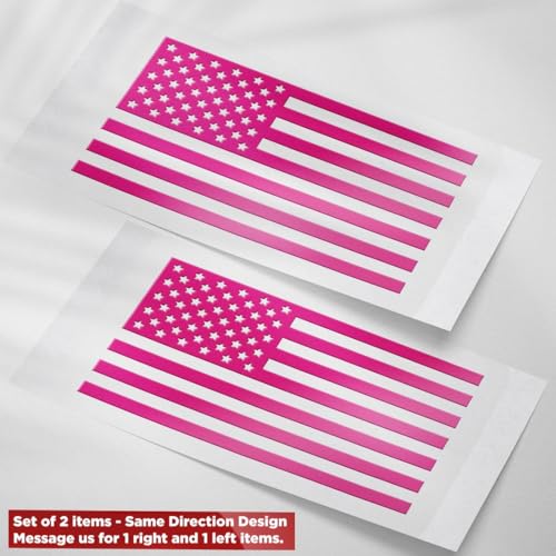 Image of American Flag Vinyl Decal USA Tactical Military Patriotic Subdued (Pink) (Set of 2) Premium Waterproof Vinyl Decal Stickers for Car Truck RV Helmet Bumper Window Laptop Rearview Mirror