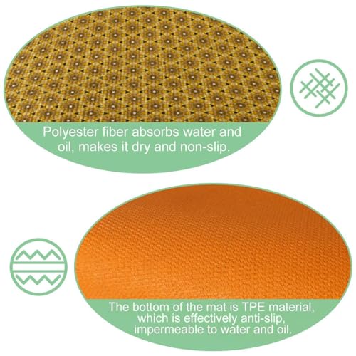Tapetes de cocina amarillos VAPOKF con patrón hexagonal para un hogar limpio 6
