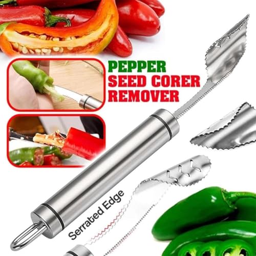 Image of Stainless Steel Julienne Vegetable Peeler Multi-Functional Fruit & Veggie Shredder Slicer and Grater for Potatoes, Carrots, Cucumbers (Seed Corer Remover Tool)