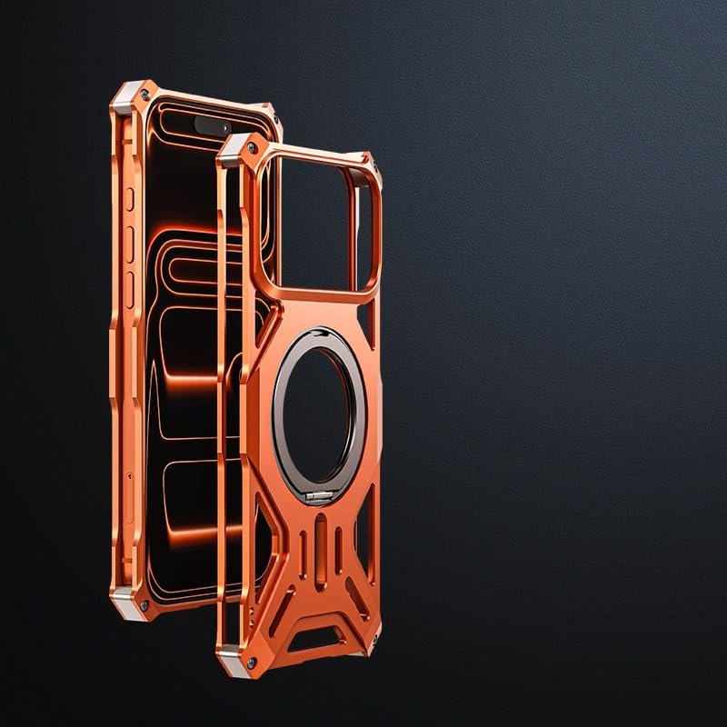 Coque iPhone 17 Pro Max orange cadre métal protection rigide