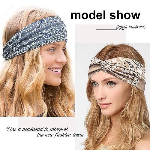 Kavya Wide Hair bands for Women Boho Headbands for Women's Hair Elastic Soft 6 Pieces Headband Print Head bands Adult Women Accessories Yoga Sports Hairband Multicoloured Thin Headscarf - Image 2