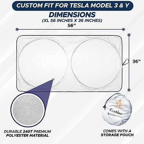 EcoNour Windshield Sun Shade Compatible for Tesla Model 3 & Model Y Juniper 2017-2024 2025 2026, Sun Visor for EV Front Window Sunshade, Foldable Heat & UV Protector, Car Accessories - Image 4