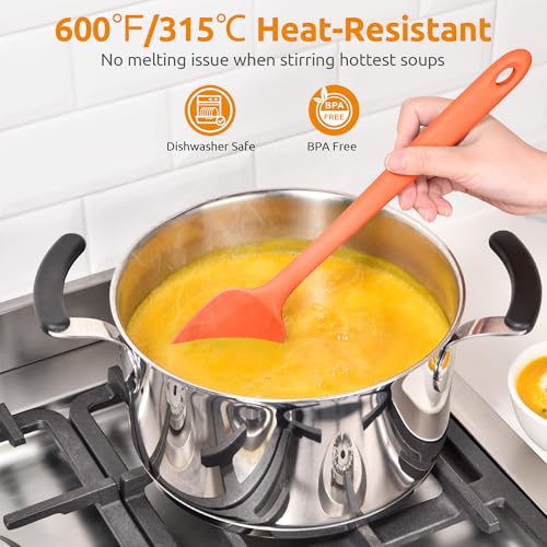 Image of U-Taste 14 inch Long Silicone Spoonula, 600F High Temp Spoon Spatula, Orange