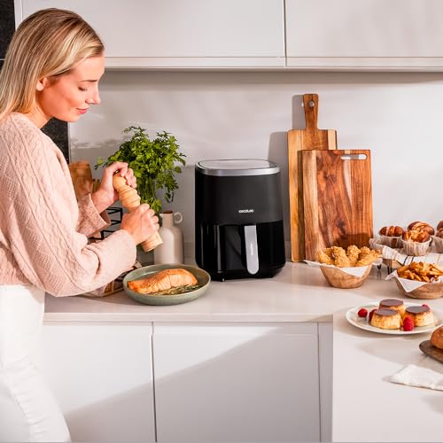 Cecotec Freidora de Aire sin Aceite de 4 L con Ventana Cecofry Fantastik Window 4000 Air Fryer 1400 W, 9 Menús, Control Táctil, Tecnología PerfectCook, 80-200grados C, Tiempo Ajustable