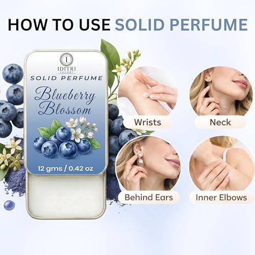 Image of Solid Perfume |blueberry blossom&OMB leather Alcohol Free Wax Perfume Balm, Long Lasting | Pocket Tin 12g, Pack Of 2| Non Greasy Smooth Glide, Travel Friendly Unisex