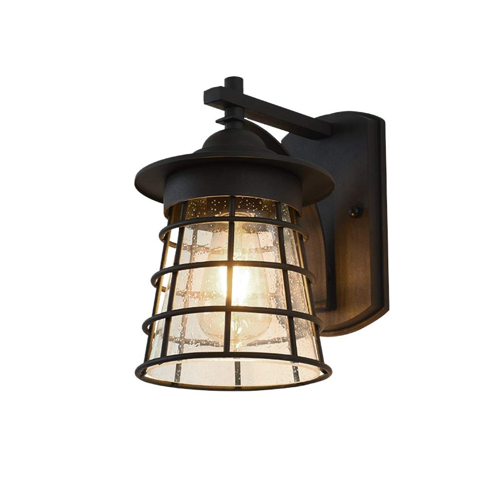 noxozoqm Outdoor Wall Lanterns Exterior Mount Light Alloy Patio Porch Lighting Lantern Wall Light Clear Seeded Beveled Glass E27