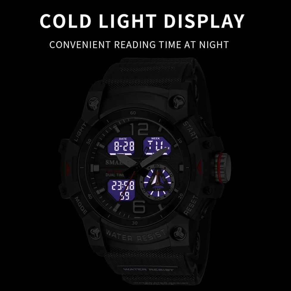 Miniatura 7 de KXAITO - Reloj deportivo analógico para hombre reloj militar cronómetro LED digital electrónico grande pantalla doble impermeable táctico militar