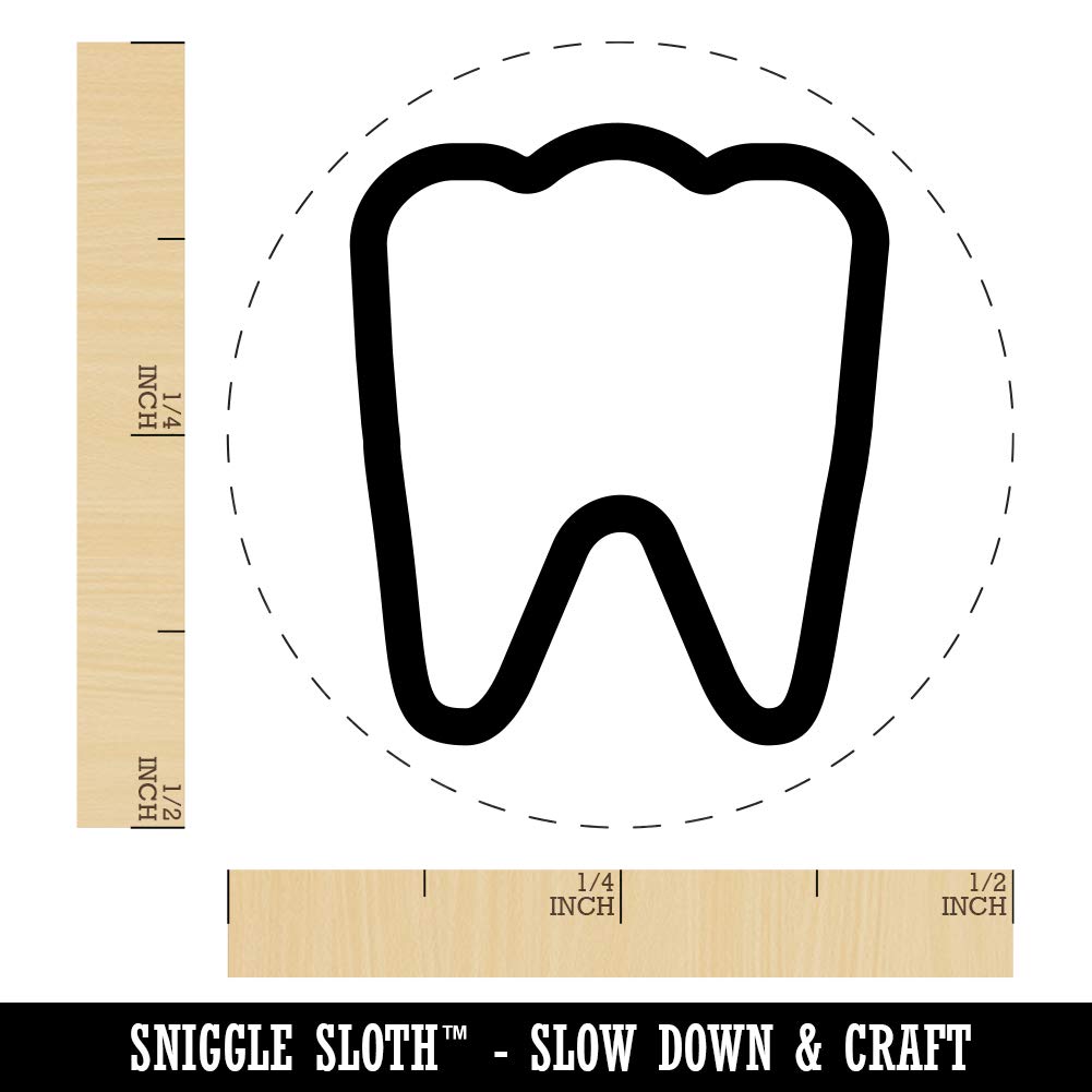 Tooth Outline Rubber Stamp for Stamping Crafting Planners - 1/2 Inch Mini