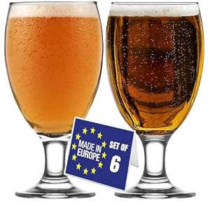 NORDIC SCHILLER Luxury Pint Belgian Beer Glasses Set of 6, 590ml 100% Lead Free Pint Beer Glasses, IPA Tasting Tulip Glass, Lager Glass, Stemmed Glasses