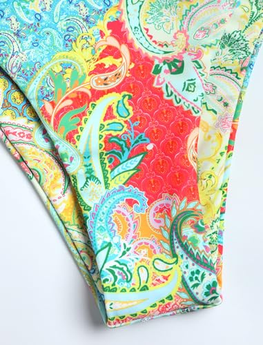 Image of ZAFUL Women's Bandeau Bikini O Ring Strapless Tie Back High Cut Two Piece Swimsuit Bathing Suits