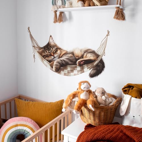 Vinilo adhesivo decorativo de gato descansando en hamaca miniatura 6