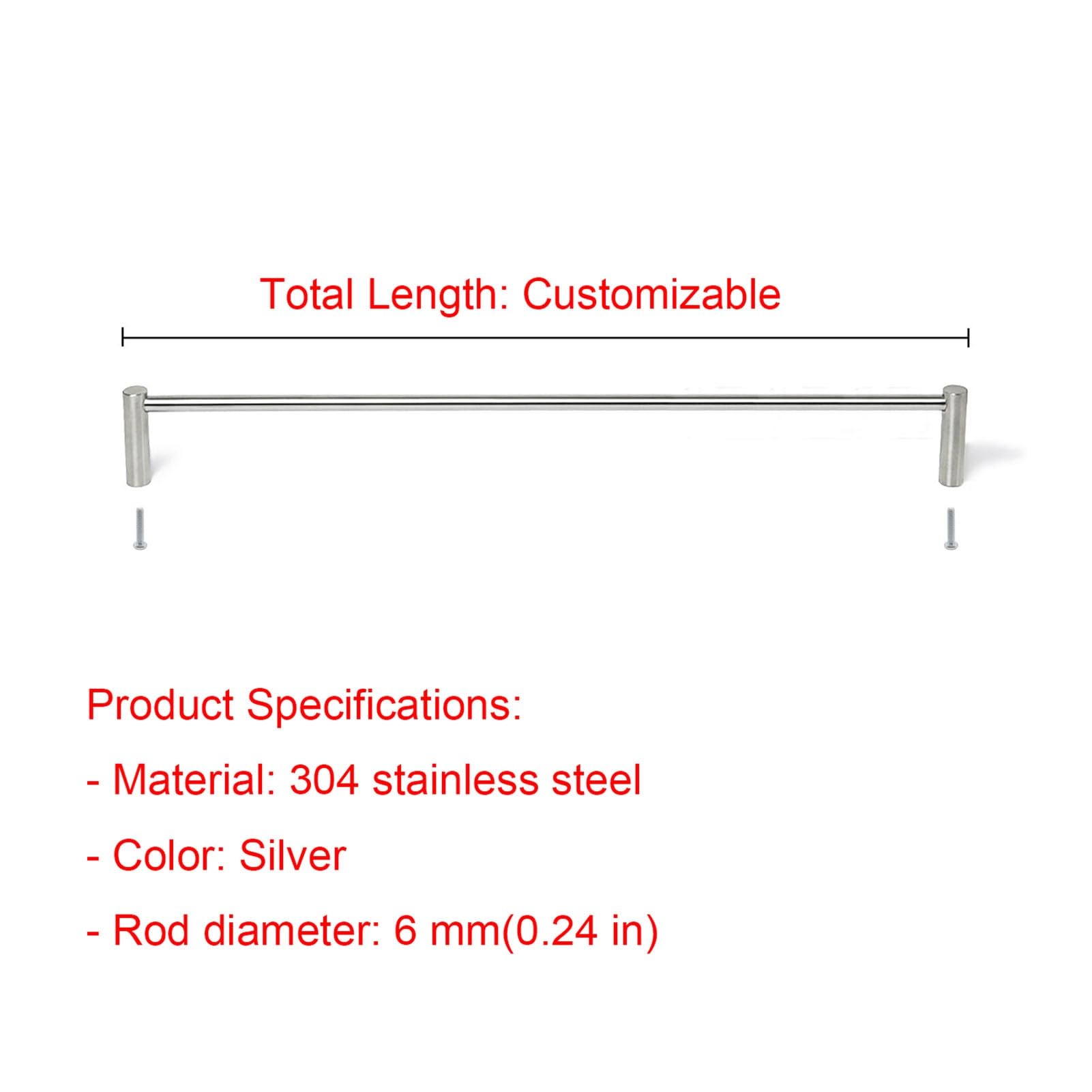 Generisch Edelstahl-Metall-Regalgeländer-Set – 2-teilig, 58 cm (23 Zoll) dekoratives Geländer für Bücherregale, Küchenschränke und Badezimmerregale – verhindert das Herunterfallen von Gegenständen