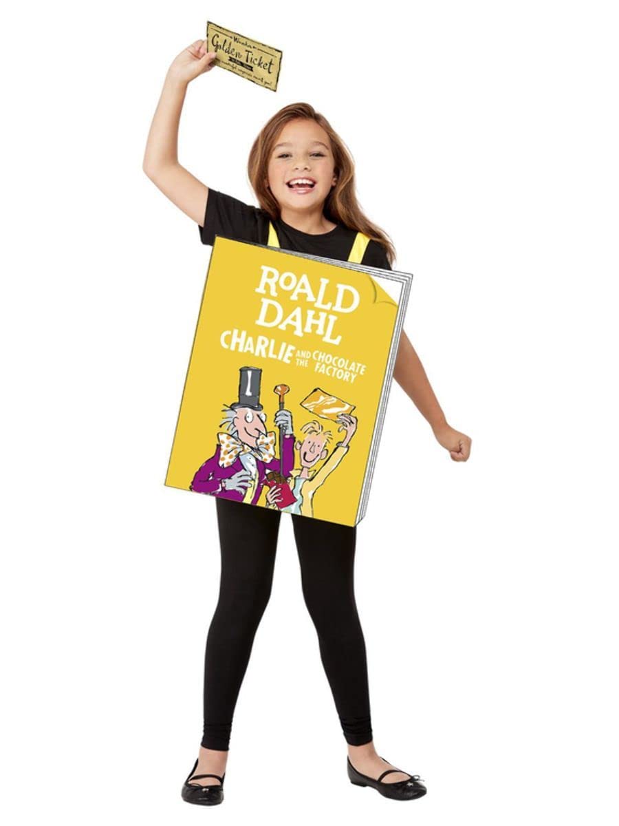 Smiffys 52455 Officially Licensed Roald Dahl Charlie and The Chocolate Factory Book, Unisex Children, Yellow, One Size