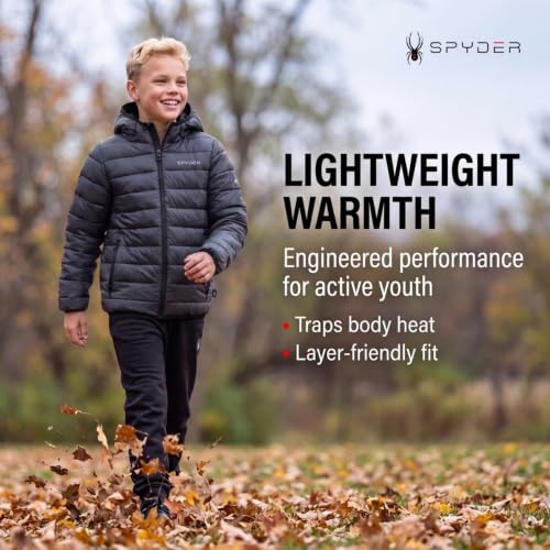 Image of Spyder Boys Puffer Jacket - Packable Lightweight Hooded Winter Coat
